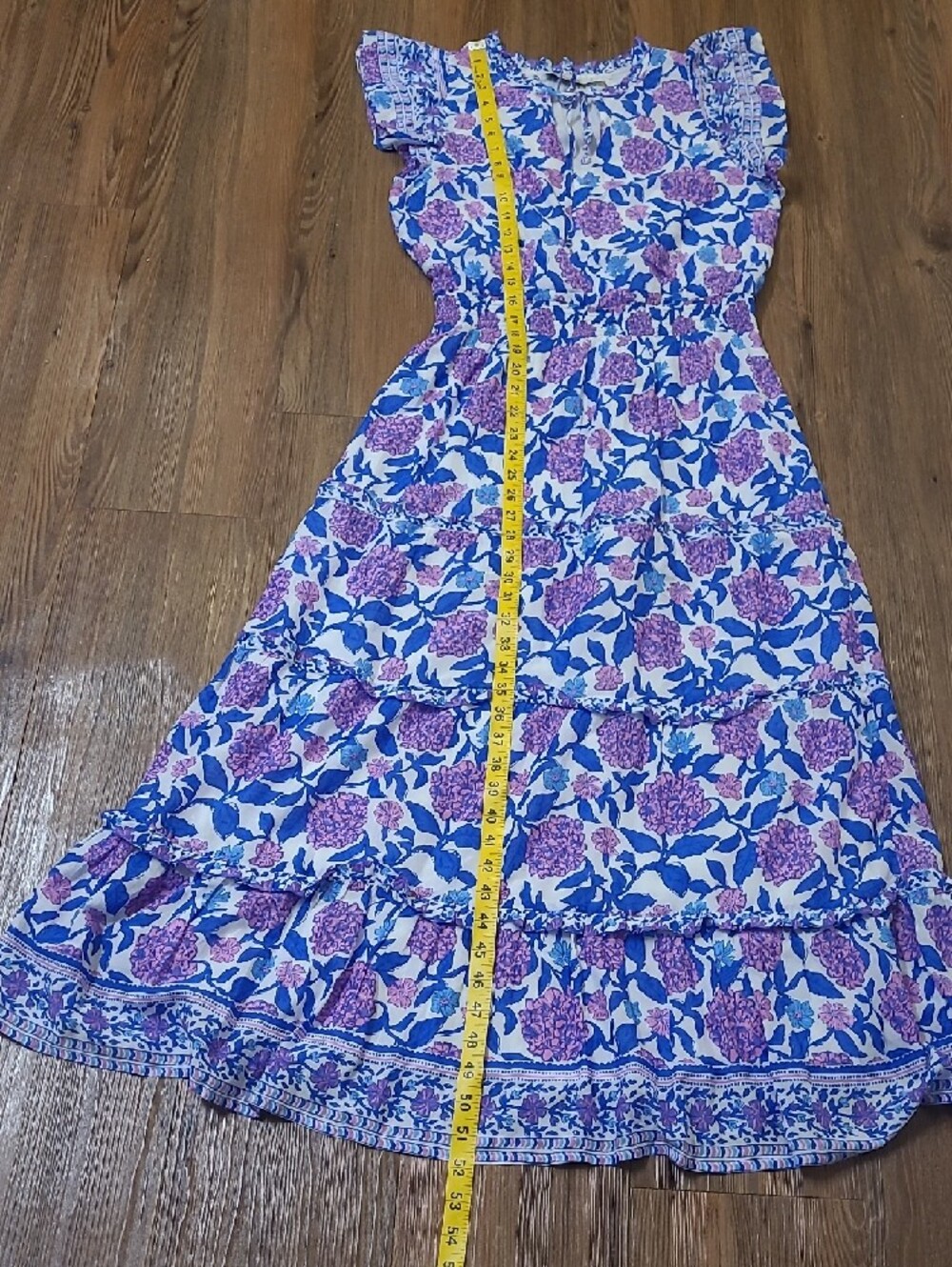 Vineyard Vines Blue & Purple Floral Tiered Maxi - Picture 7 of 16